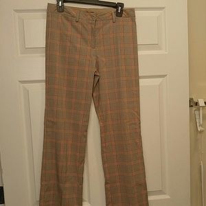 BCBG Blue, Tan and Red Plaid Boot Cut Pant; Size 8